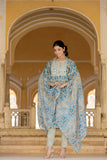 Varanga Women Blue Round Neck Floral Printed  Embroidered Kurta Paired With Bottom And  Dupatta