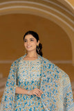 Varanga Women Blue Round Neck Floral Printed  Embroidered Kurta Paired With Bottom And  Dupatta