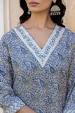 Varanga Women Grey Embroidered V Neck Kurta With Printed Bottom And Dupatta