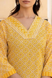 Varanga Women Yellow V Neck Thread Embroidered Kurta Paired With Printed Bottom And Dupatta