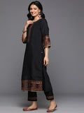 Varanga Women Black Thread Embroidered Sequins Embellished Kurta With Bottom And Dupatta