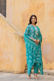 Varanga Women Green Round Neck Straight Kurta With Bottom And Dupatta