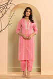 Varanga Women Pink Printed Round Neck Straight Kurta Paired With Bottom And Dupatta