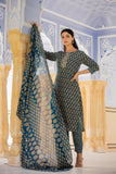 Varanga Women Printed Blue Round Neck Kurta With Printed Bottom And Dupatta