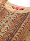 Varanga Women Mustard Floral Printed Yoke Embroidered  Straight Kurta Paired With Bottom & Dupatta