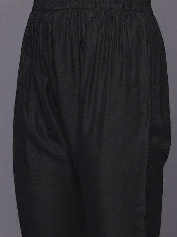 Varanga Women Black Printed Shiffly Work Kurta With Bottom And Dupatta