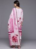 Varanga Women Pink Floral Printed  French Knot  Thread Embroidered Kurta With Bottom And Dupatta