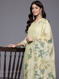 Varanga Women Olive  Floral Printed Thread Embroidered Kurta  Paired With Bottom And Dupatta