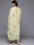 Varanga Women Olive  Floral Printed Thread Embroidered Kurta  Paired With Bottom And Dupatta