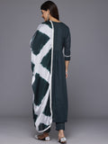 Varanga Women V-Neck Thread Embroidered, Angarkha Style A- Line Kurta With Bottom And Dupatta