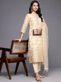 Varanga Women Off White Brocade Zari Lace Embellished Kurta Set With Dupatta