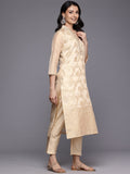 Varanga Women Off White Brocade Zari Lace Embellished Kurta Set With Dupatta