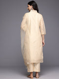 Varanga Women Off White Brocade Zari Lace Embellished Kurta Set With Dupatta