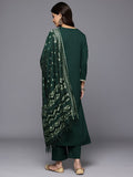 Varanga Women Green Gota Lace Embellished Kurta With Bottom And Dupatta