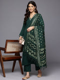 Varanga Women Green Gota Lace Embellished Kurta With Bottom And Dupatta