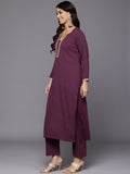 Varanga Women Purple Gota Lace Embellished Kurta With Bottom And Dupatta