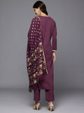 Varanga Women Purple Gota Lace Embellished Kurta With Bottom And Dupatta