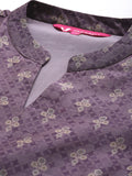 Varanga Women Mauve Floral Printed Mandarin Collar Straight Kurta Paired With Bottom & Dupatta