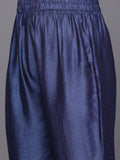 Varanga Women Blue Floral Printed Mandarin Collar Straight Kurta Paired With Bottom & Dupatta