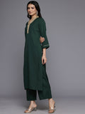 Varanga Women Green Gota Lace Embellished Kurta With Bottom And Dupatta