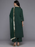 Varanga Women Green Gota Lace Embellished Kurta With Bottom And Dupatta