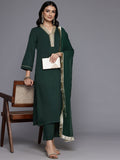 Varanga Women Green Gota Lace Embellished Kurta With Bottom And Dupatta