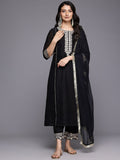 Varanga Women Black Zari Embroidered Kurta Set with Dupatta