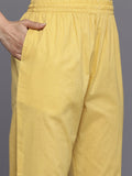 Varanga Women Yellow V Neck Thread Embroidered Kurta With Three Fourth Sleeve And Bottom With Dupatta