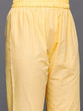 Varanga Women Yellow V- Neck Thread & Sequence Embroidered Kurta Paired With Bottom & Embroidered Organza Dupatta