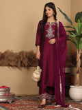 Varanga Women Zari Embroidered Kurta Set With Dupatta