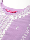 Varanga Women Lavender V Neck Heavy Thread Embroidered Kurta With Bottom & Dupatta