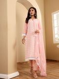 Varanga Women Peach Round Neck  Chikankari Straight Kurta With Bottom And Dupatta