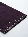 Varanga Women Purple Thread Embroidered Sequins Embellished Straight Kurta Paired with Bottom and Dupatta