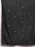 Varanga Women Black Thread Embroidered Sequins Embellished With Lace Detailed Kurta With Bottom And Dupatta