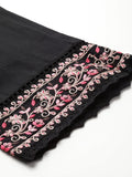 Varanga Women Black Thread Embroidered Sequins Embellished With Lace Detailed Kurta With Bottom And Dupatta