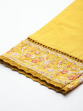 Varanga Women Yellow Floral Thread Embroidered Sequins Embellished With Lace Detailed Kurta With Bottom And Dupatta