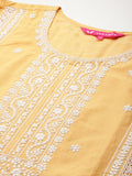 Varanga Women Yellow Chikankari Embroidered Sequins Embellished Kurta With Bottom And Dupatta