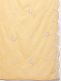 Varanga Women Yellow Chikankari Embroidered Sequins Embellished Kurta With Bottom And Dupatta