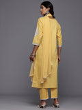 Varanga Women Yellow Thread Embroidered Kurta Set with Dupatta