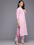 Varanga Women Pink Chikankari Kurta Set with Dupatta