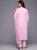 Varanga Women Pink Chikankari Kurta Set with Dupatta