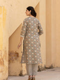 Varanga Women Grey V Neck Printed Kurta With Bottom And Dupatta