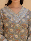 Varanga Women Grey V Neck Printed Kurta With Bottom And Dupatta