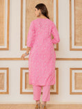 Varanga Women Pink Floral Printed Embroidered Kurta Paired With Bottom And Dupatta