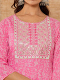 Varanga Women Pink Floral Printed Embroidered Kurta Paired With Bottom And Dupatta