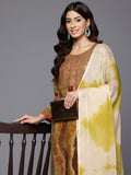 Varanga Women Multi Colour Round Neck Embroidered Yoke Printed Kurta Paired With Printed Bottom & Tie-Dye Dupatta