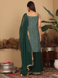 Varanga Women Green Bandhini Printed Kurta Paired With Sharara And Dupatta