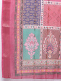Varanga Women Pink Round Neck  Embroidered Kurta Paired With Tonal Bottom & Printed Dupatta