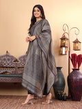 Varanga Women Chanderi Silk Geometric Printed Kurta Paired with Bottom and Dupatta