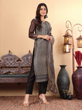 Varanga Women Chanderi Silk Geometric Printed Kurta Paired with Bottom and Dupatta